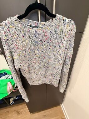 wild fable Light Gray Confetti Knit Crewneck Sweater note small hole